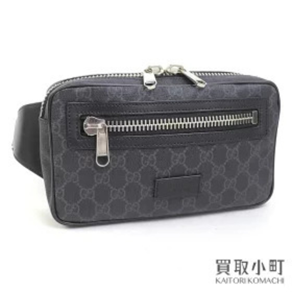 Gucci Soft GG Supreme Belt Bag Black Gray Web Hip Crossbody Plus CANVAS